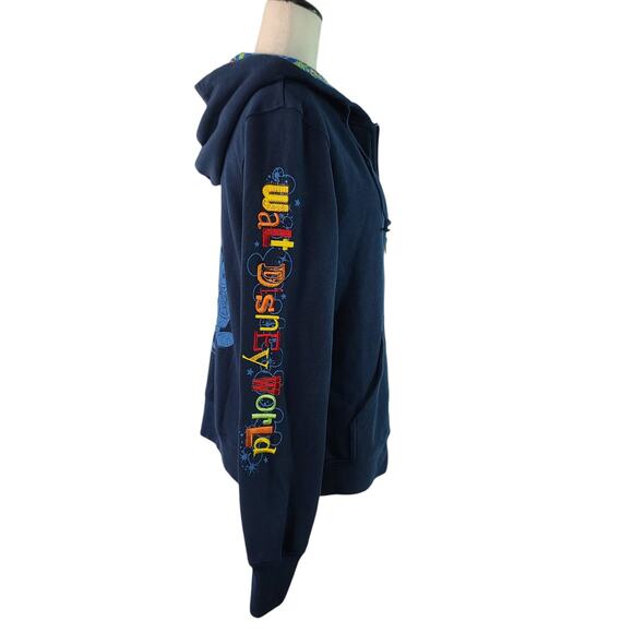 Disney World Parks Blue Red Yellow Zip Up Embroidered Hoodie Jacket XL - Picture 4 of 7